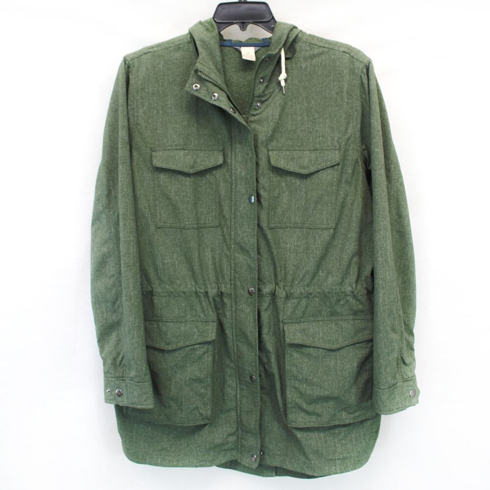 Duluth Trading Co Mist Master Jacket Khaki Full Zip hood windbreaker Pockets 1X